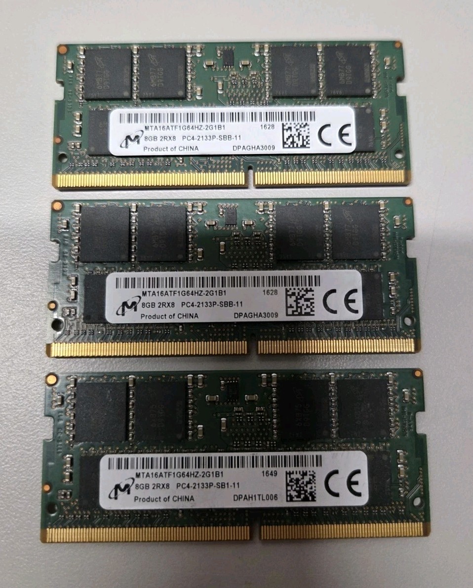 24GB(3x8GB) SK-Hynix Micron DDR4-2133 SO-DIMM PC4-17000 RAM MTA16ATF1G64HZ-2G1B1