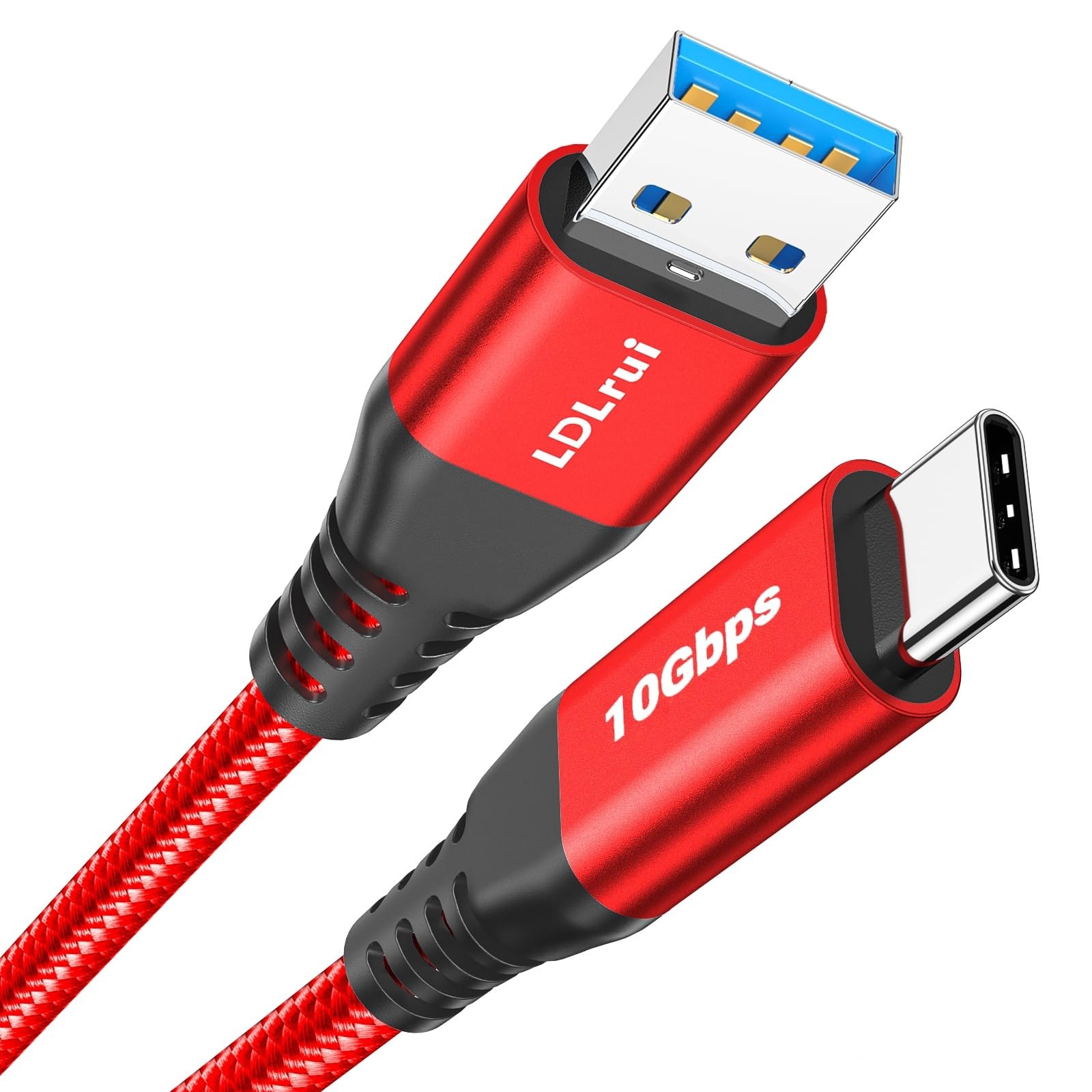 USB-C Data Cable 10Gbps [6ft, Red], Android Auto USB 3.2 Gen 2 A 6ft, Red 