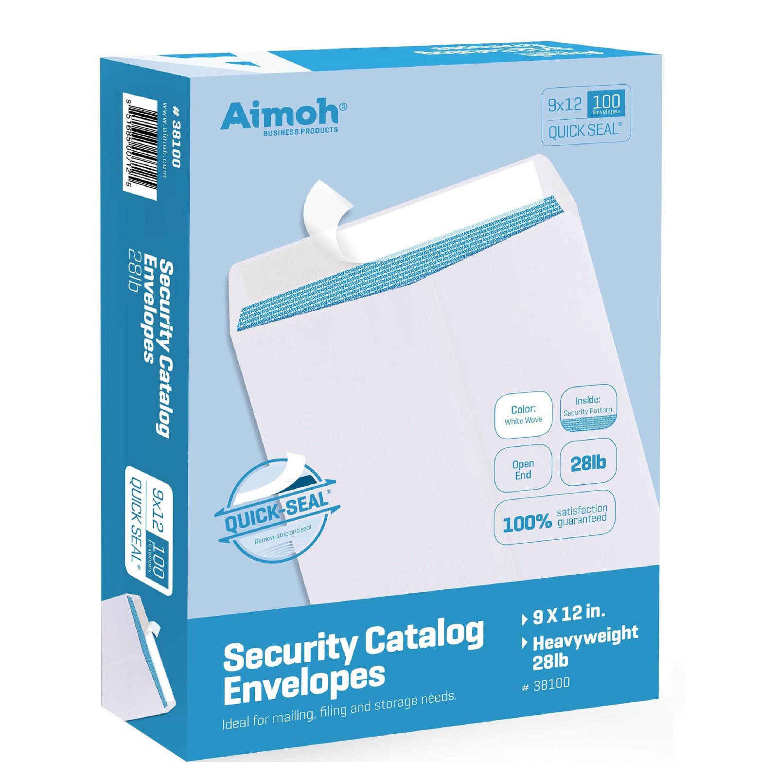 White Envelopes 9x12 Self Seal Security 100 Count Large Aimoh 100ct