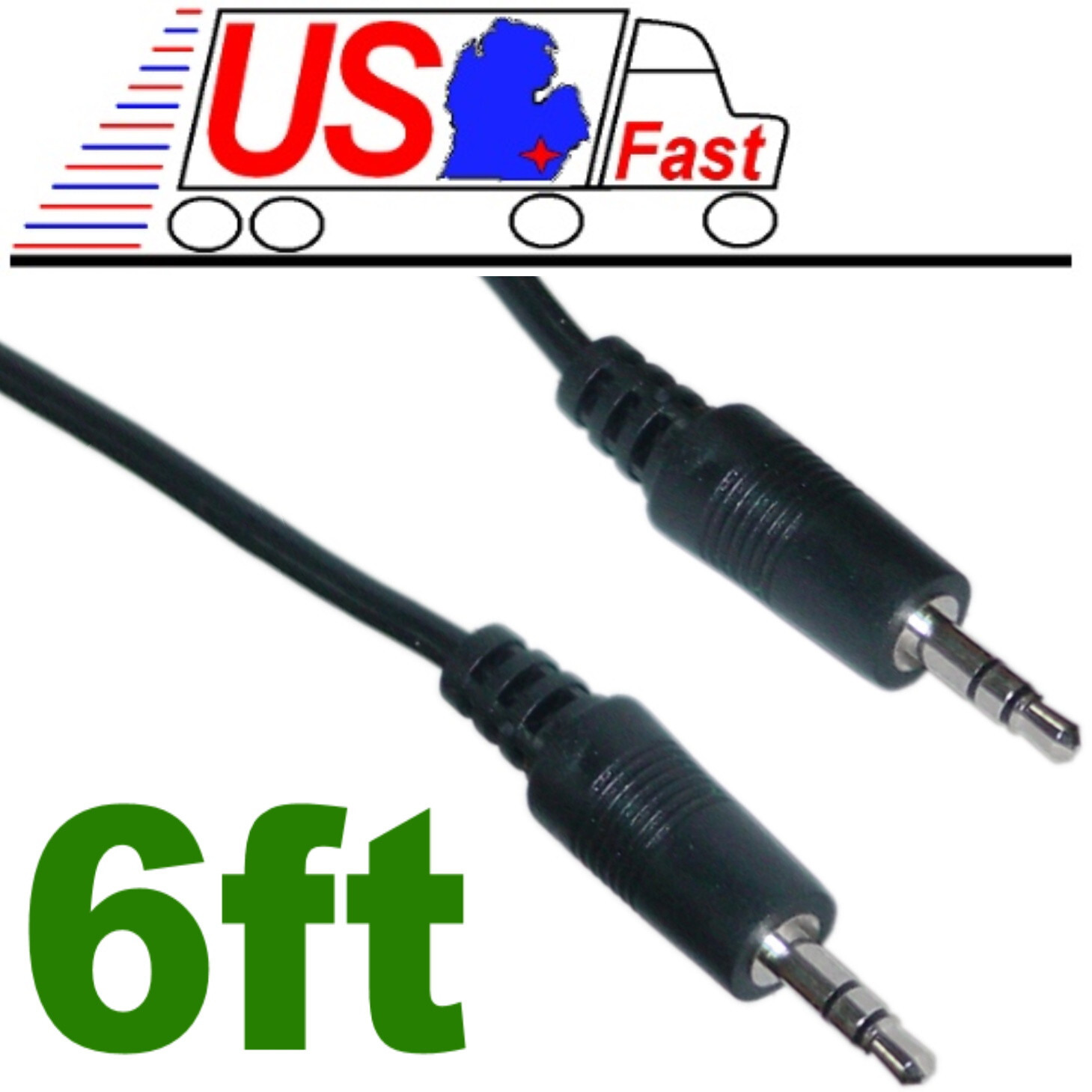 6ft 3.5mm Stereo Male~M Audio/Headphone/IPOD/MP3/AUX patch 1/8" Cable/Cord/Wire