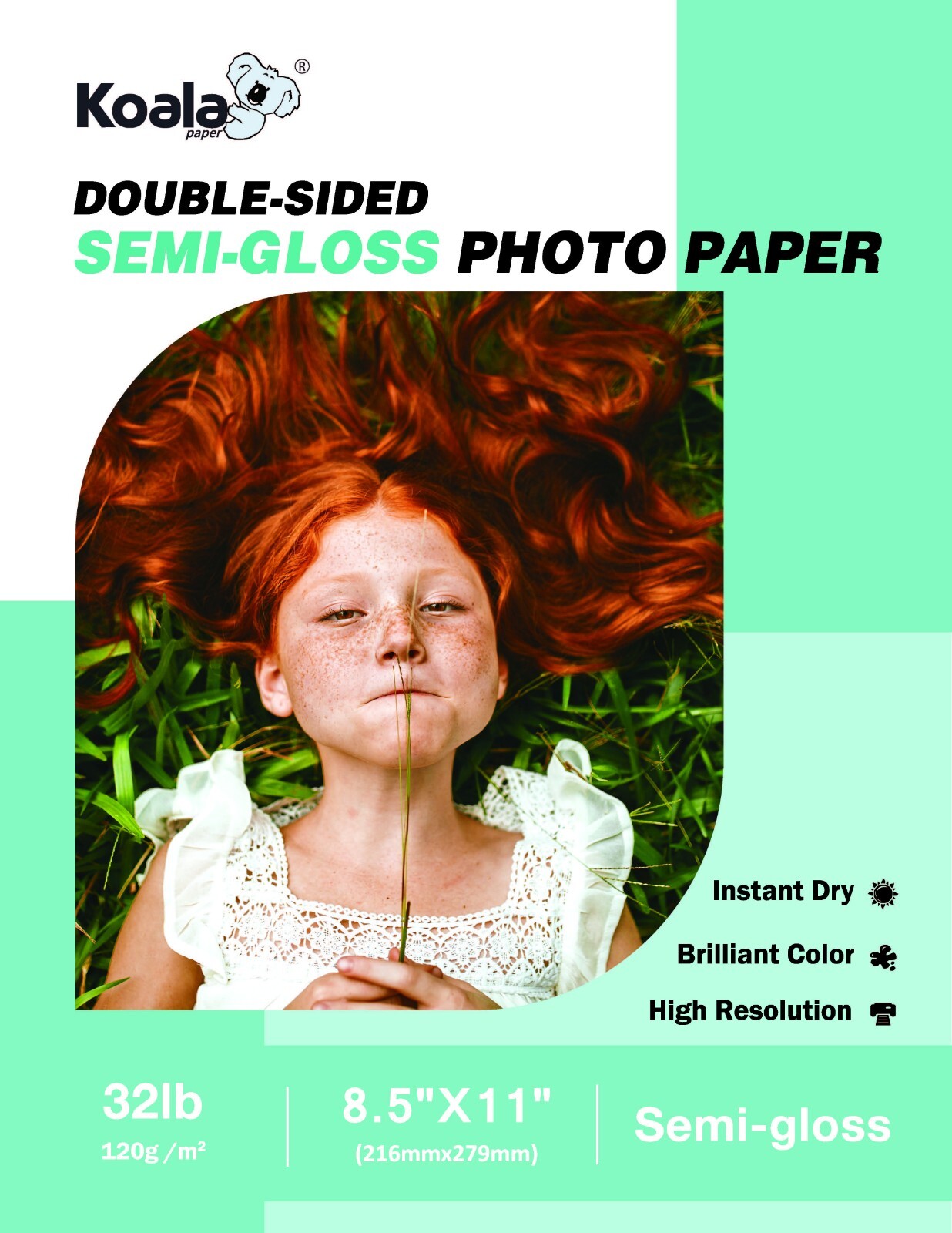 Lot Koala Double Sided Semi-gloss Photo Paper 32lb 8.5x11 Inkjet Laser