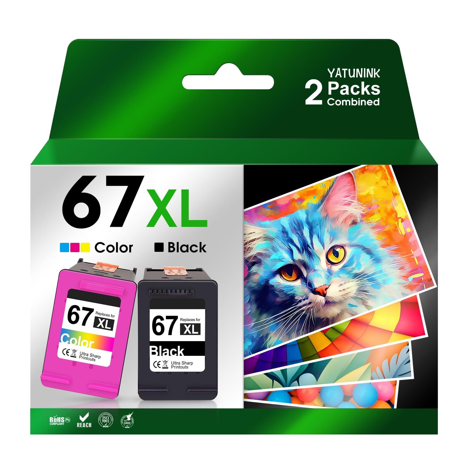 Cartridges 67XL Black Tri Color Compatible HP DeskJet Envy YATUNINK Ink Combo