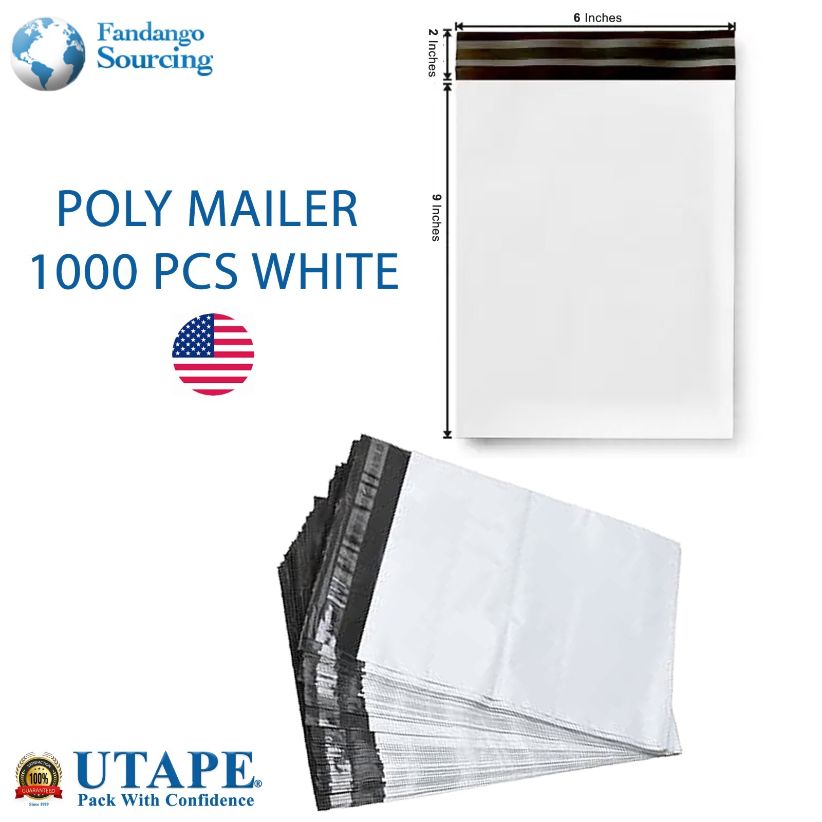POLY MAILER SHIPPING BAGS ENVELOPES SELF SEALING  6"x9" UTAPE® Brand 1000 bags