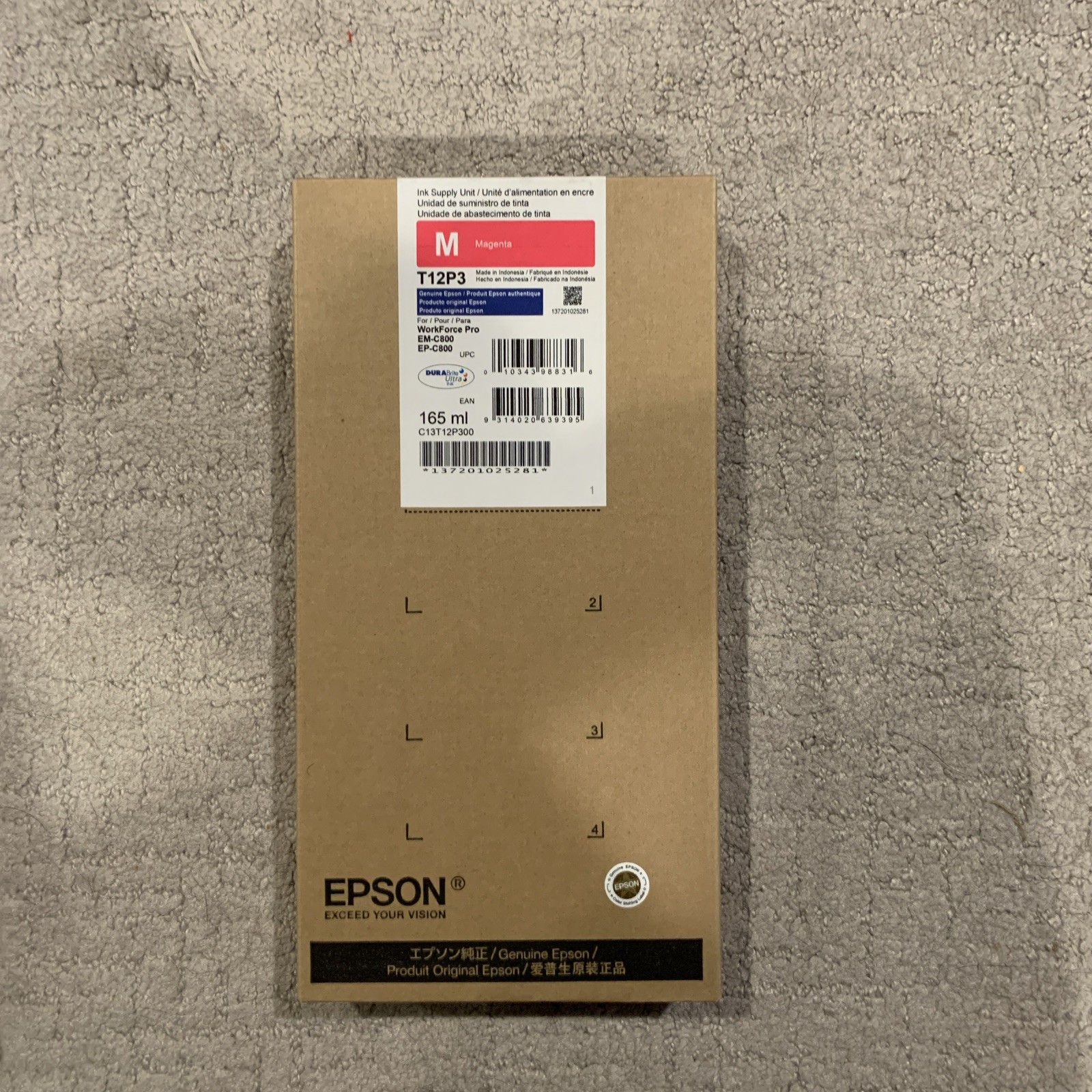 Genuine Epson WorkForce Pro EM/EP-C800 Mag XXL Ink Magenta T12P3 OEM