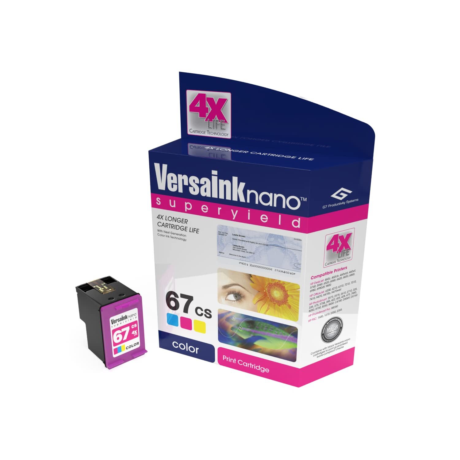 VersaInk-Nano 67 CS Tri-Color Ink Cartridge - Compatible with HP 67 Tri-Color
