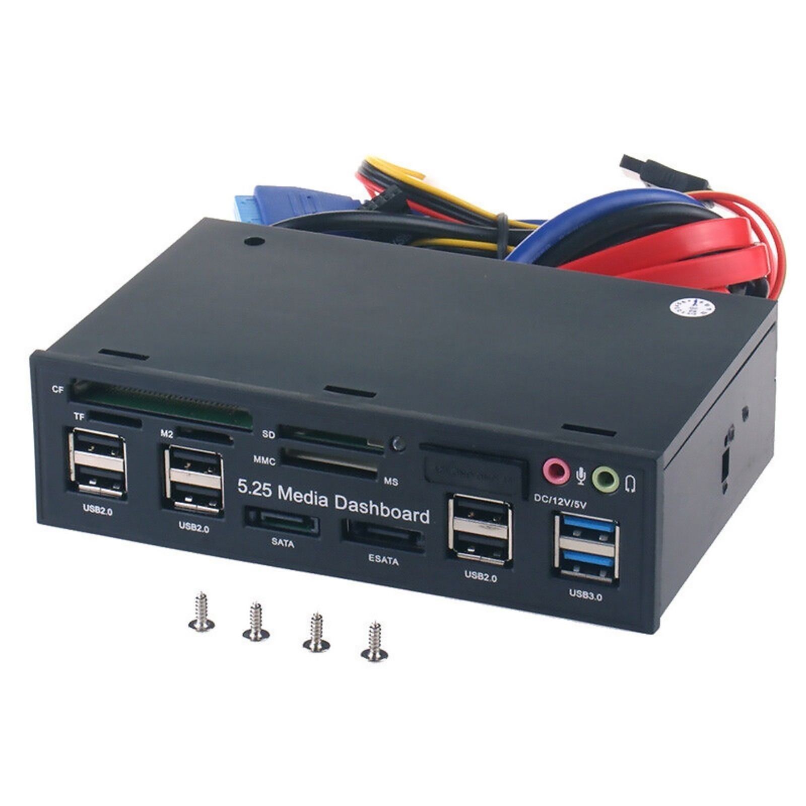5.25" PC Front Panel USB 3.0 Hub Audio eSATA SATA Card Reader Media Bay