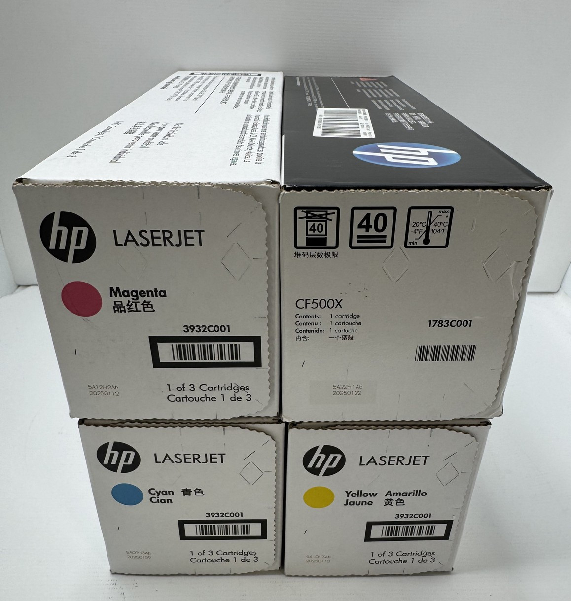 HP 202X 202A Toner Cartridges Black Cyan Magenta Yellow Genuine 4 Pack CF500X