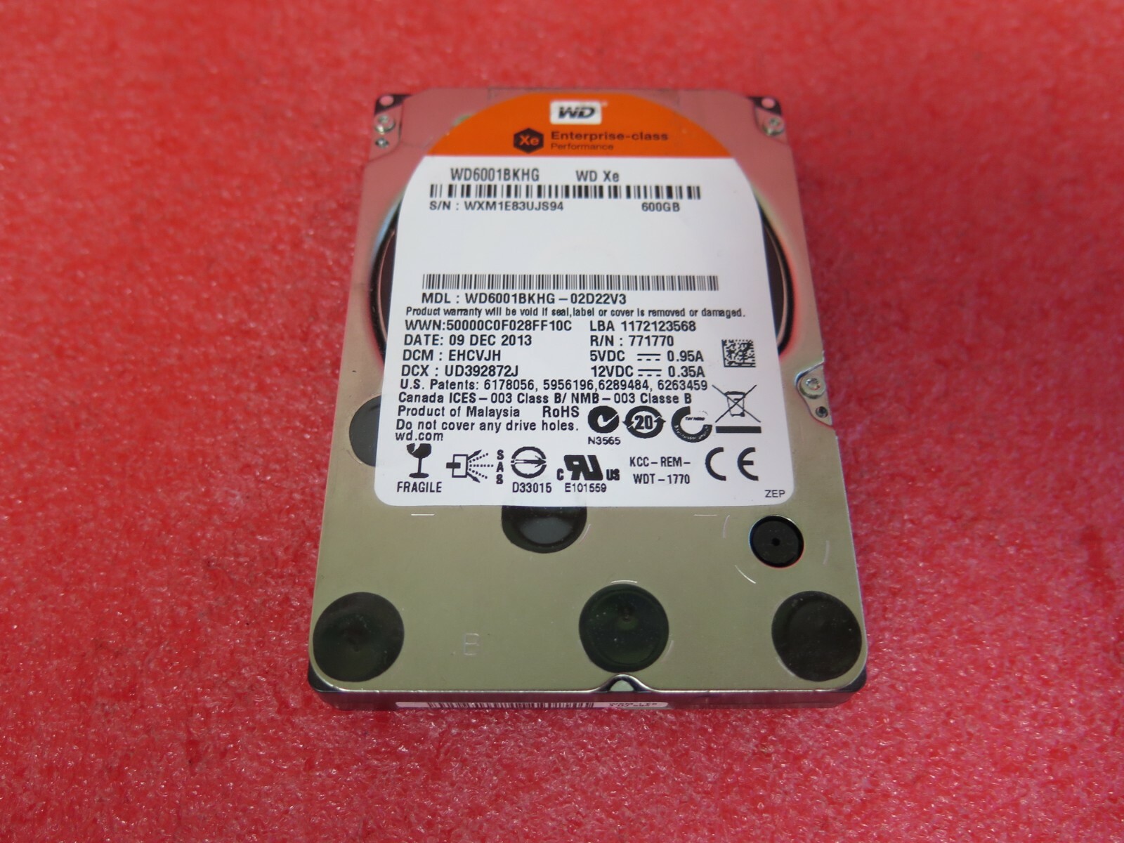 Western Digital XE 600GB 10000RPM 6Gb/s 32MB 2.5" SAS WD6001BKHG Hard Drive