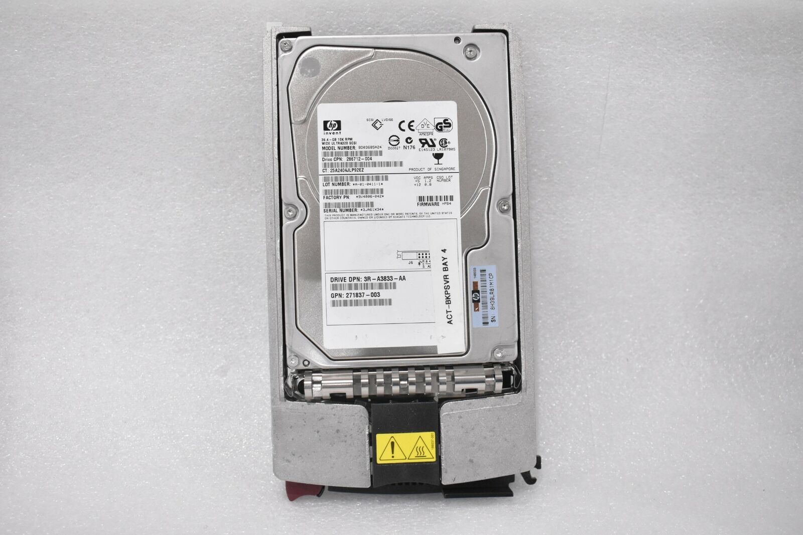 HP BD03685A24 36.4GB 10K RPM WIDE ULTRA320 SCSI HOT-PLUGGABLE HARD DRIVE 3.5"