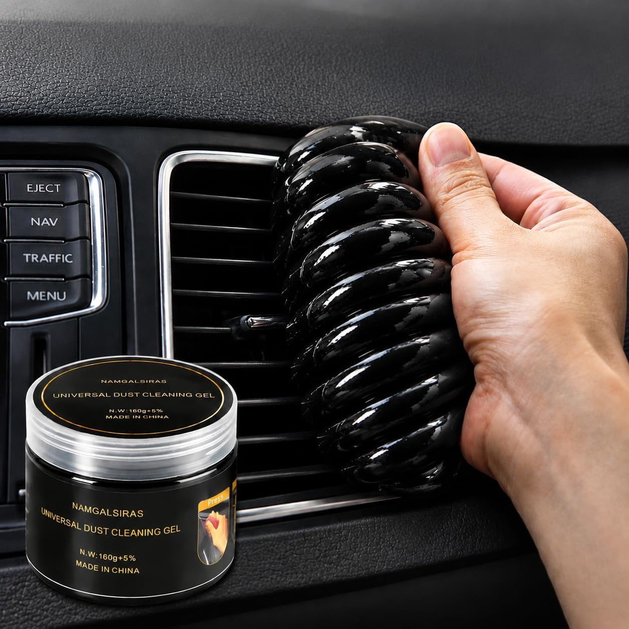 Black Car Cleaning Gel for Air Vents, Keyboards and Laptops,160G