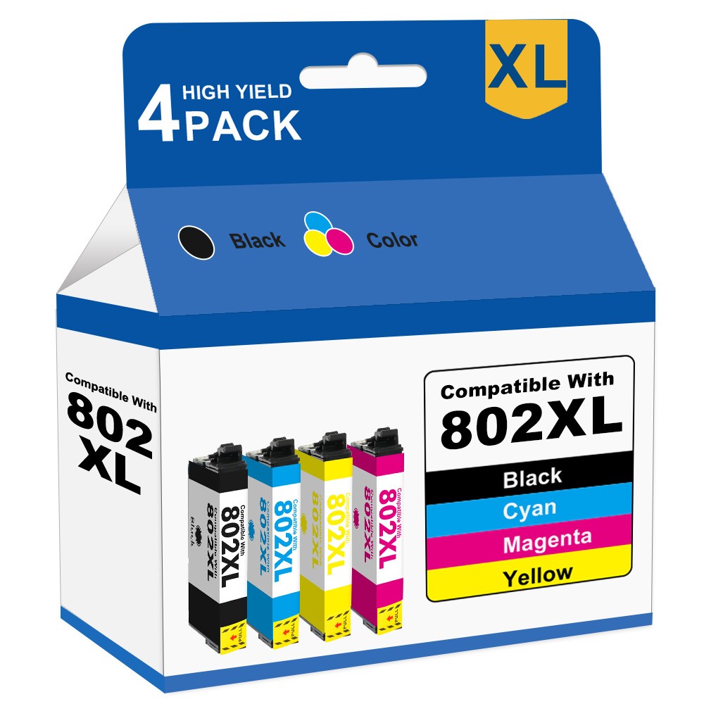 4P 802XL T802XL Ink Cartridges For Epson WorkForce Pro WF-4720 WF-4730 WF-4734