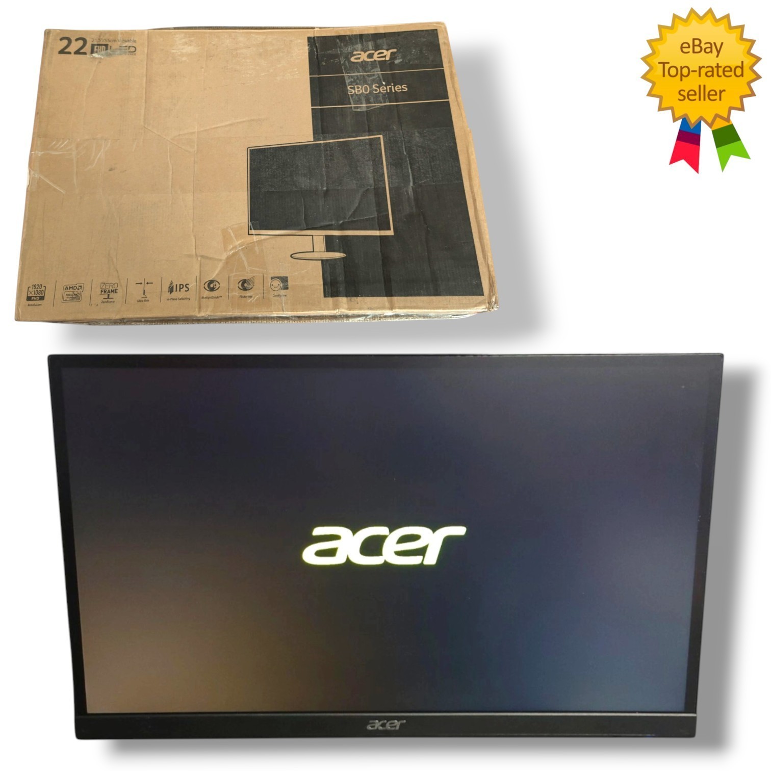 Acer KB220Q H2bi 21.5" FHD 1080p 100Hz Monitor FreeSync HDMI VGA NO Stand - New 