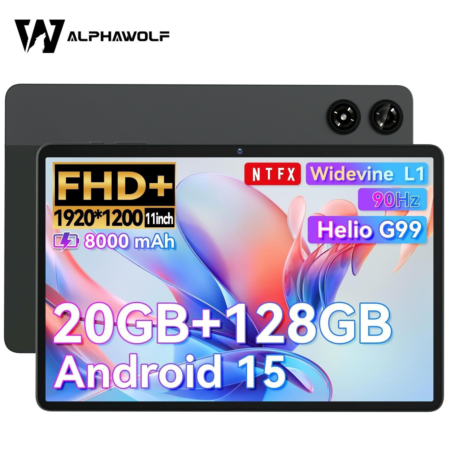 Android 15 Tablet 11inch Helio G99 Octa-Core 20GB RAM 128GB 90Hz Display 8000mAh