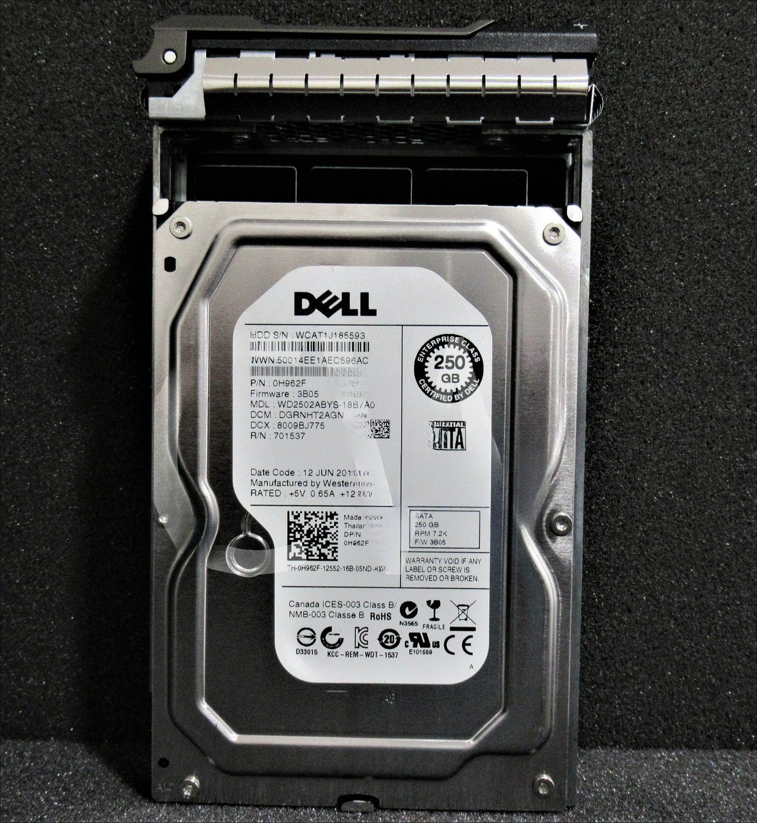 FIT FOR Dell H962F WD2502ABYS 250GB 7.2K RPM 3Gb/s 3.5" SATA HDD Hard Drive