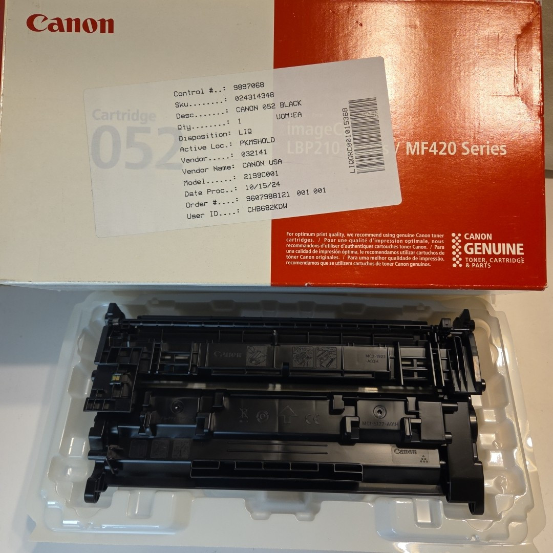 GENUINE - CANON 052 BLACK TONER CARTRIDGE - 2199C001 - Open Box