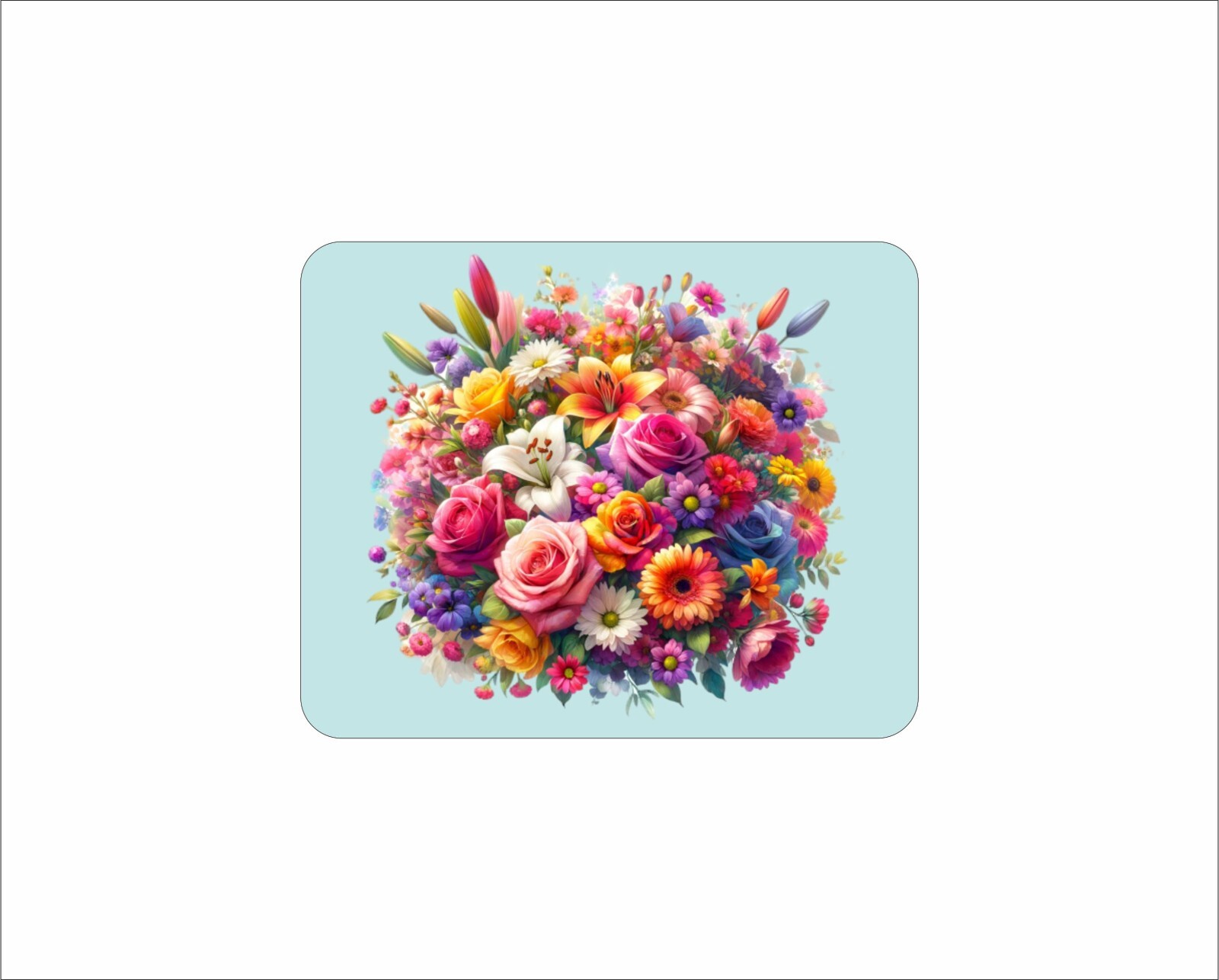 Floral Flower Mouse Pad Bouquet Bunches Watercolor Colorful A Girls Best Choice