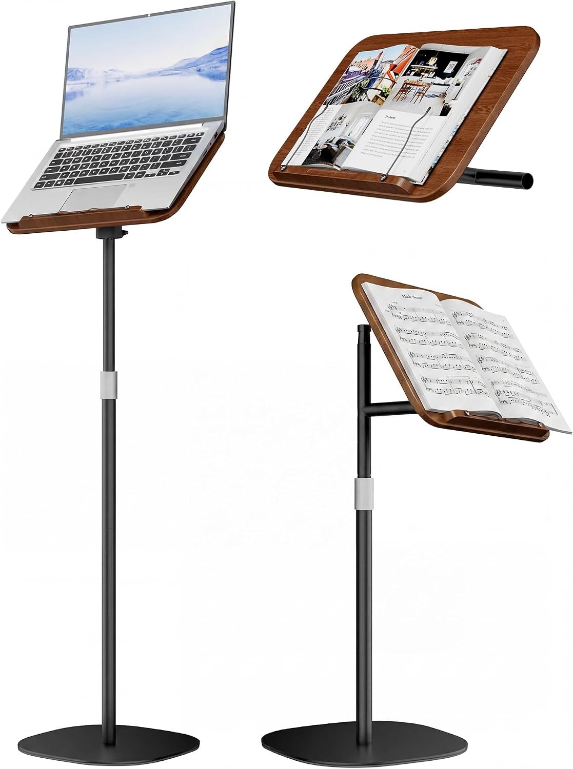 Laptop Stand Floor Wood Music Stand Tablet Floor Stands Adjustable Height Tall