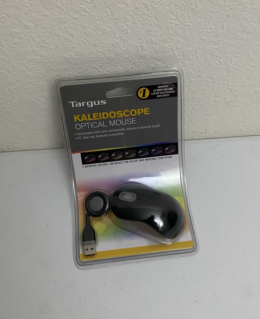 Targus Notebook Optical Mouse Retractable Kaleidoscope Mouse New