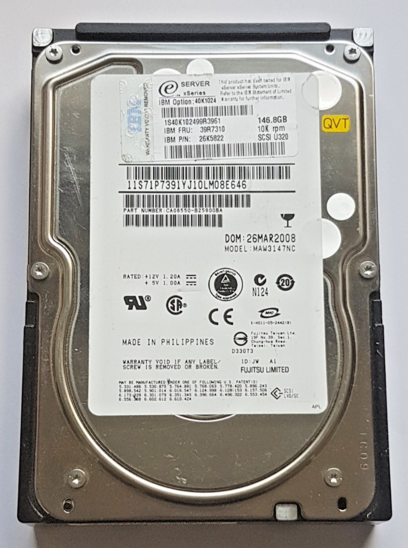 146.8GB IBM 40K1024 MAW3147NC 10K RPM Ultra 320 SCSI 80pin 8MB 3.5" Hard Drive