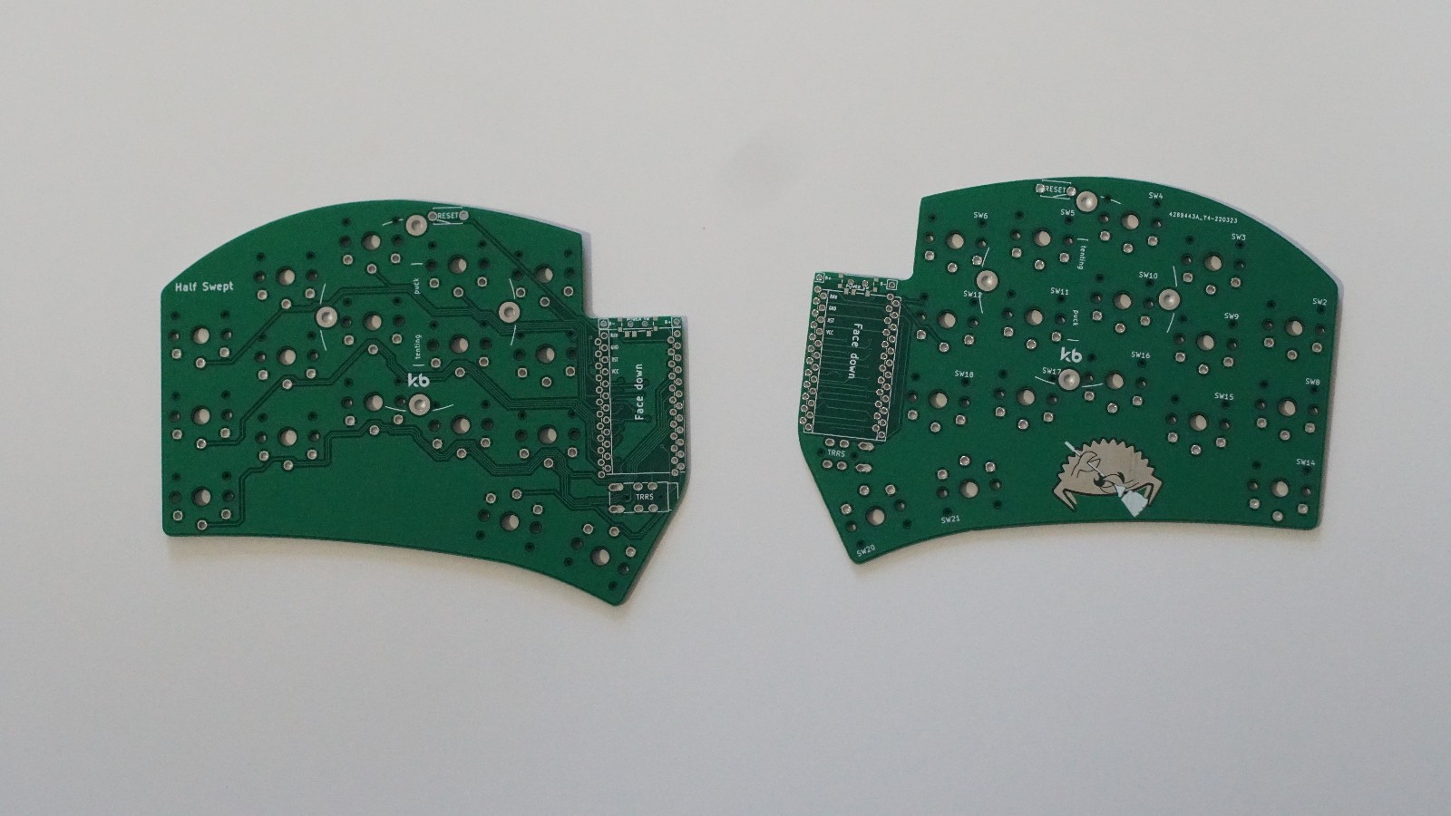 Half Swept Split Keyboard PCBs - Ferris Sweep Variant - Kailh Choc Low Profile
