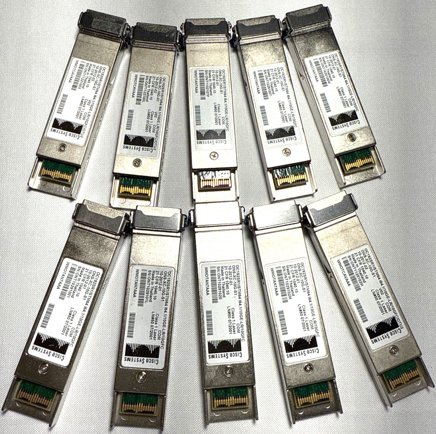 Lot of 5 Cisco 10-2012-04 /OC192SR1 /STM64 l64.1/10GE ONS-XC-10G-S1 Transceiver