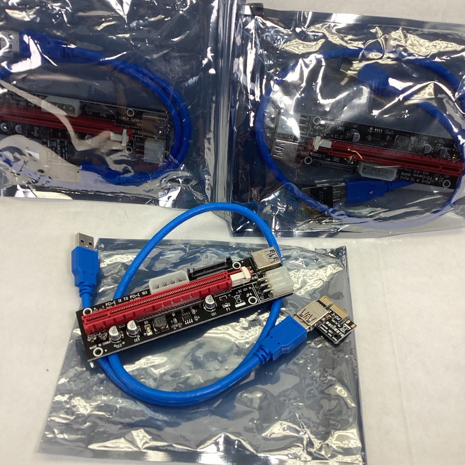 Judy-10043-Latest PCI-E GPU Riser Wered Riser Adapter Card Lot of 3 NEW Computer