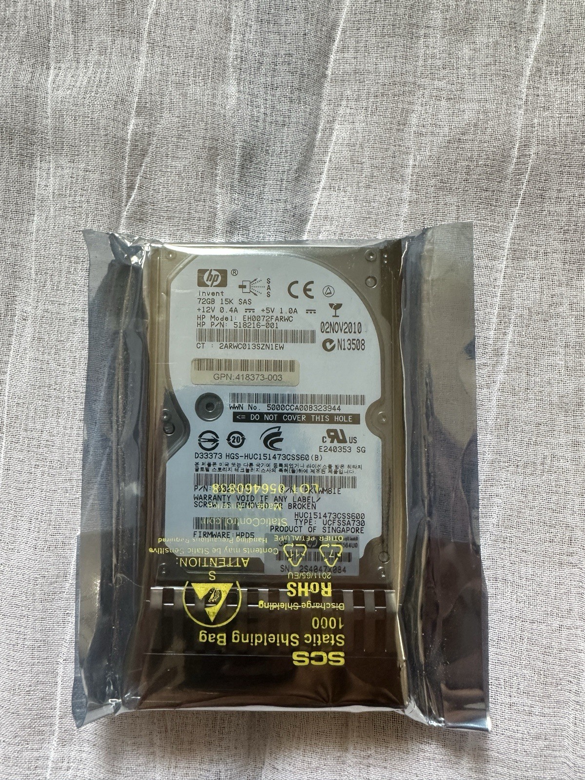 HP EH0072FARWC 72GB Internal 15000RPM 2.5" (518216-001) HDD