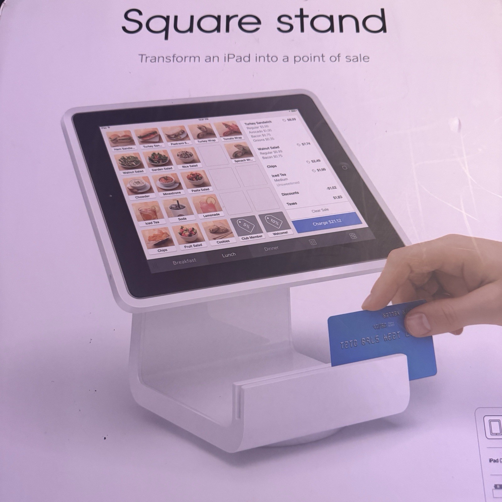 SQUARE STAND Point of Sale POS for iPad 2 (3rd) 30 pin connector W/ Card Reader