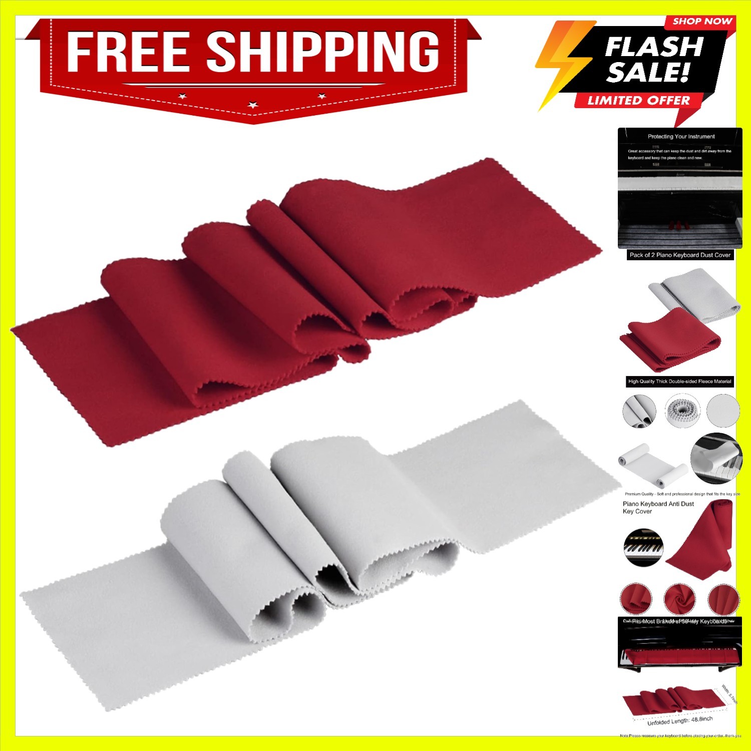 88 Keys Piano Keyboard Dust Cover, Soft Protective Dust Cover | Anti-Dust Col...