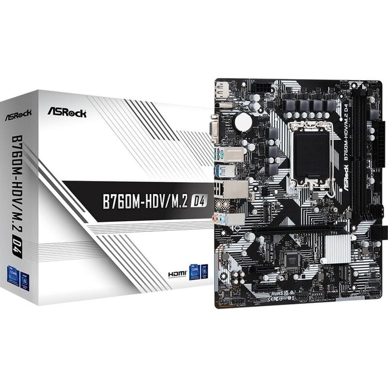 ASRock B760M HDV M.2 D4  LGA 1700 MicroATX Motherboard