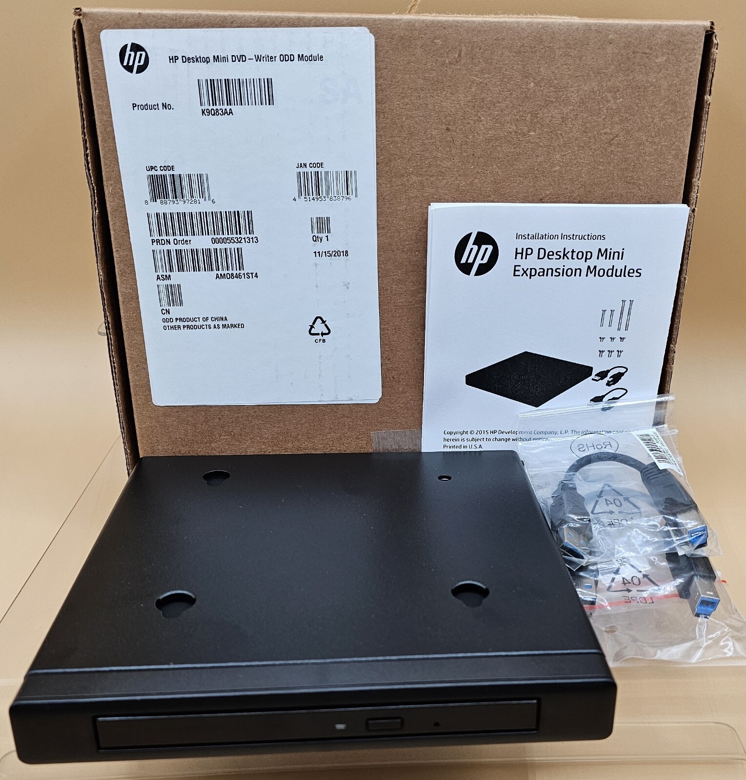 Original HP External USB DVD CD Drive Writer K9Q83AA Laptop Desktop PC Apple-NEW