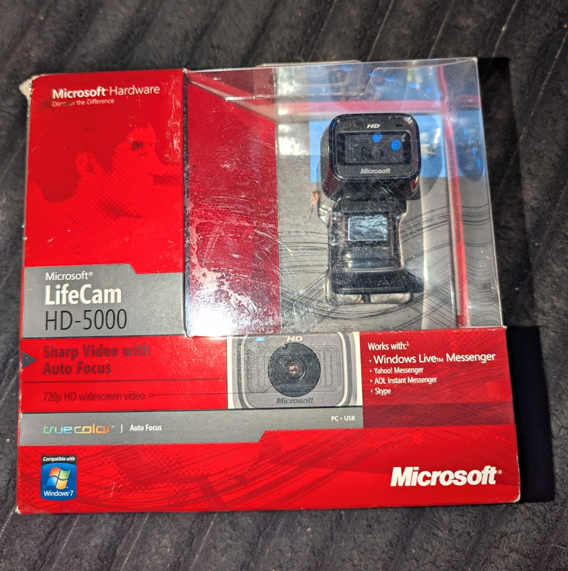 Microsoft LifeCam HD-5000 USB Webcam 720p HD 30fps Autofocus Black