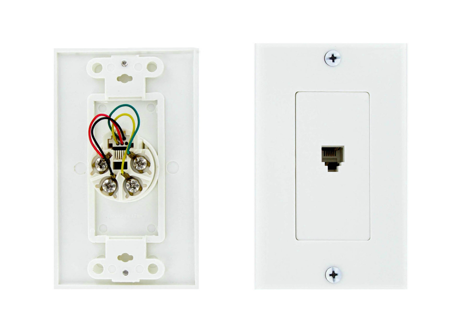 50 Leviton White Decora 4 Wire Phone Jack /Plate C2449-W
