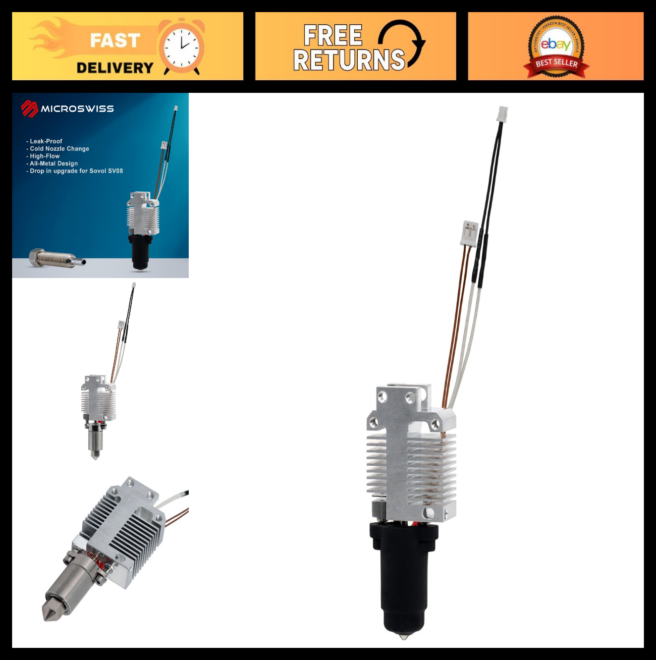Upgrade Hotend for Sovol SV08 | Leakproof Nozzle, Easy Cold Change, High Flow, U