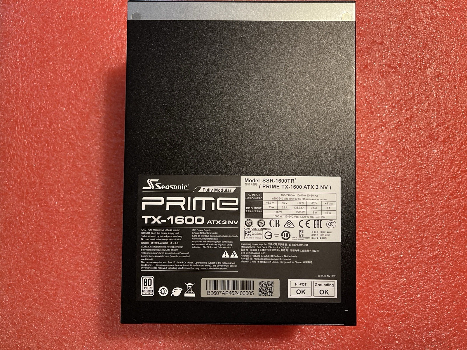 Seasonic PRIME TX-1600 Noctua Edition 1600W Desktops SSR-1600TR Black Modular