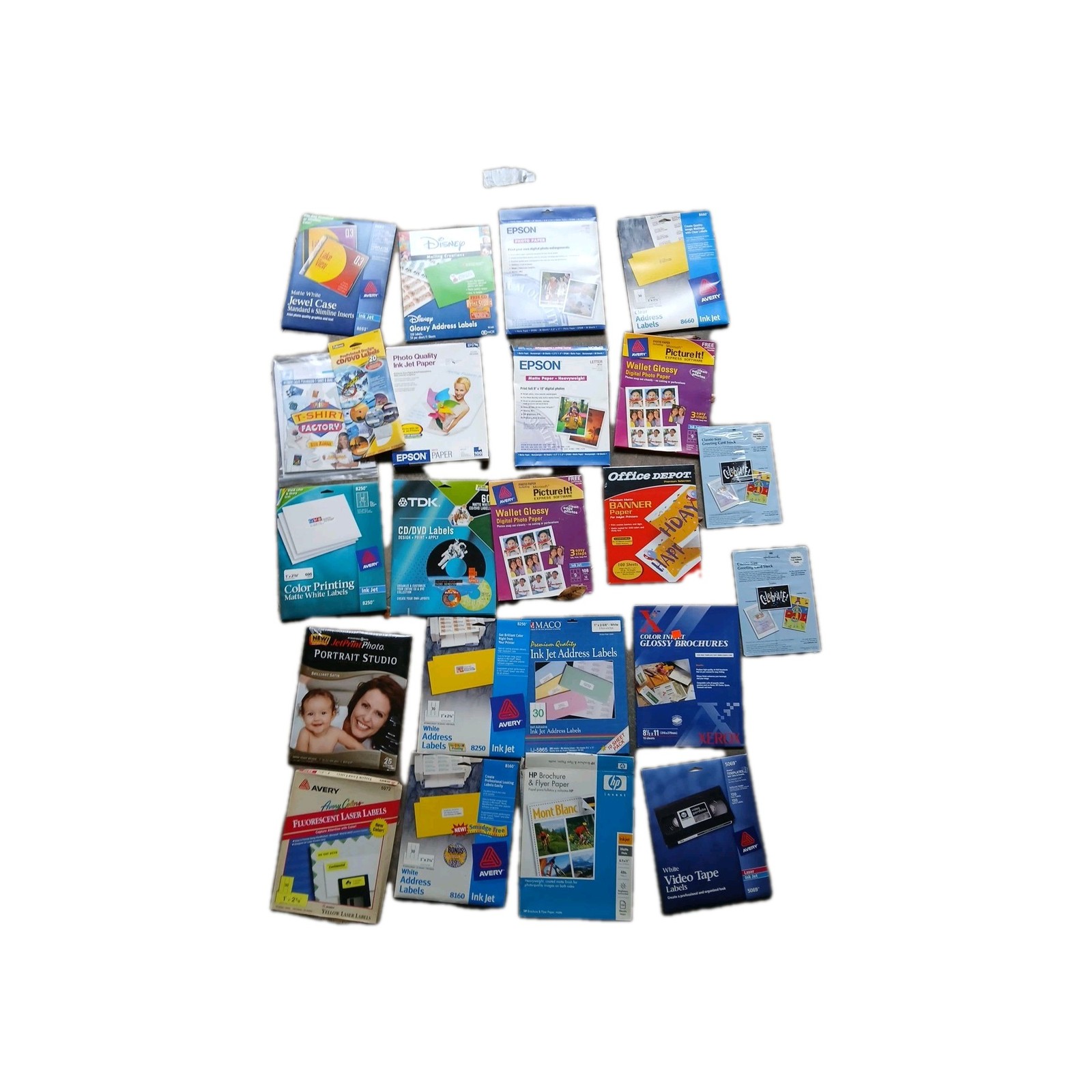 Huge Vintage Lot Various PC Photo Paper Labels CD Labels Banner Paper & More
