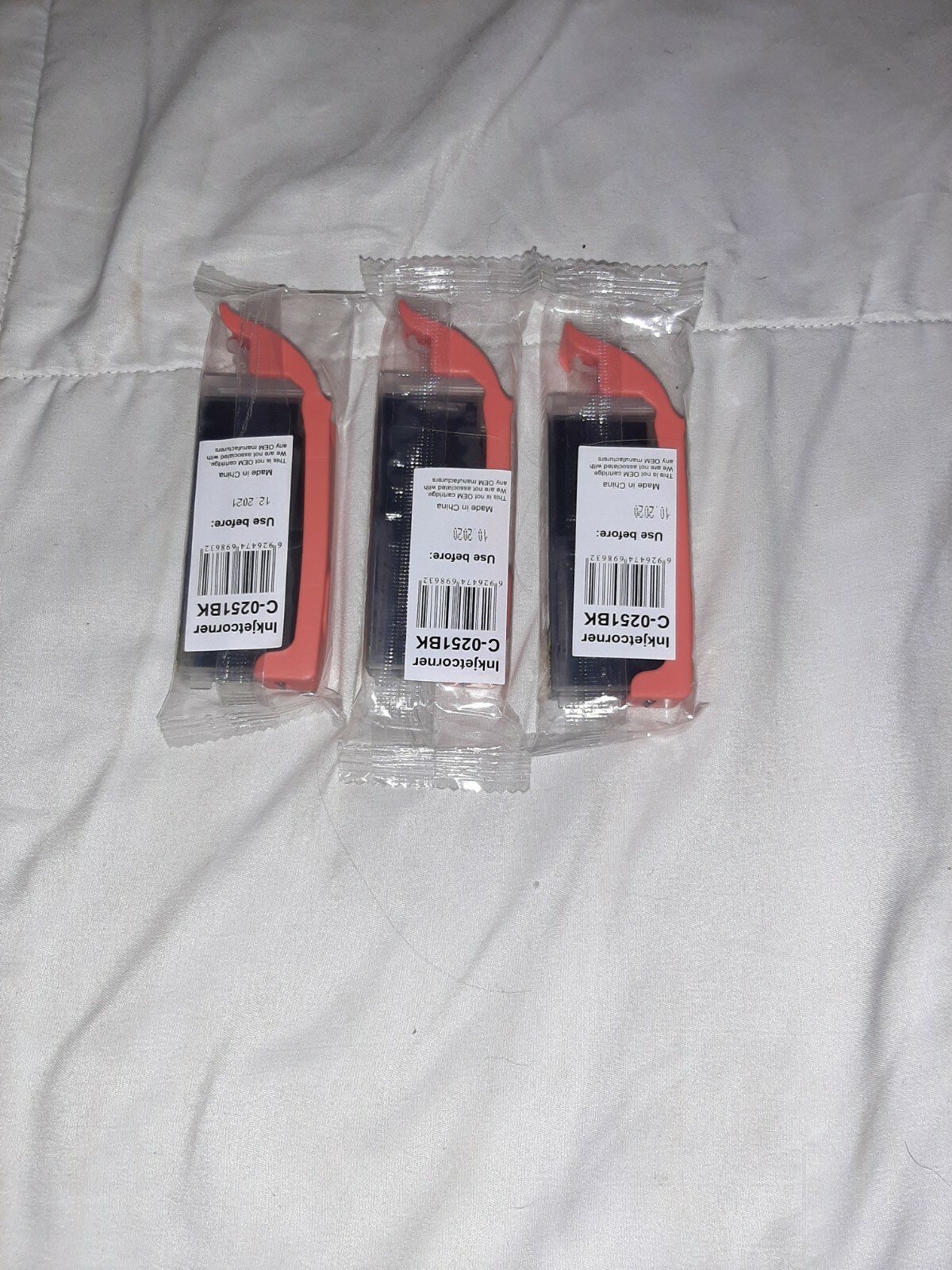 Lot of (3) New Inkjetcorner C-0251BK Black Ink Cartridges for Canon Pixma