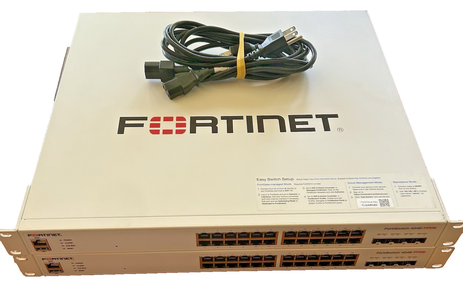 LOT of 2 Fortiswitch 424E-FPOE  - 7.6.6 Firmware - MCLAG Capable, L2/L3, PoE