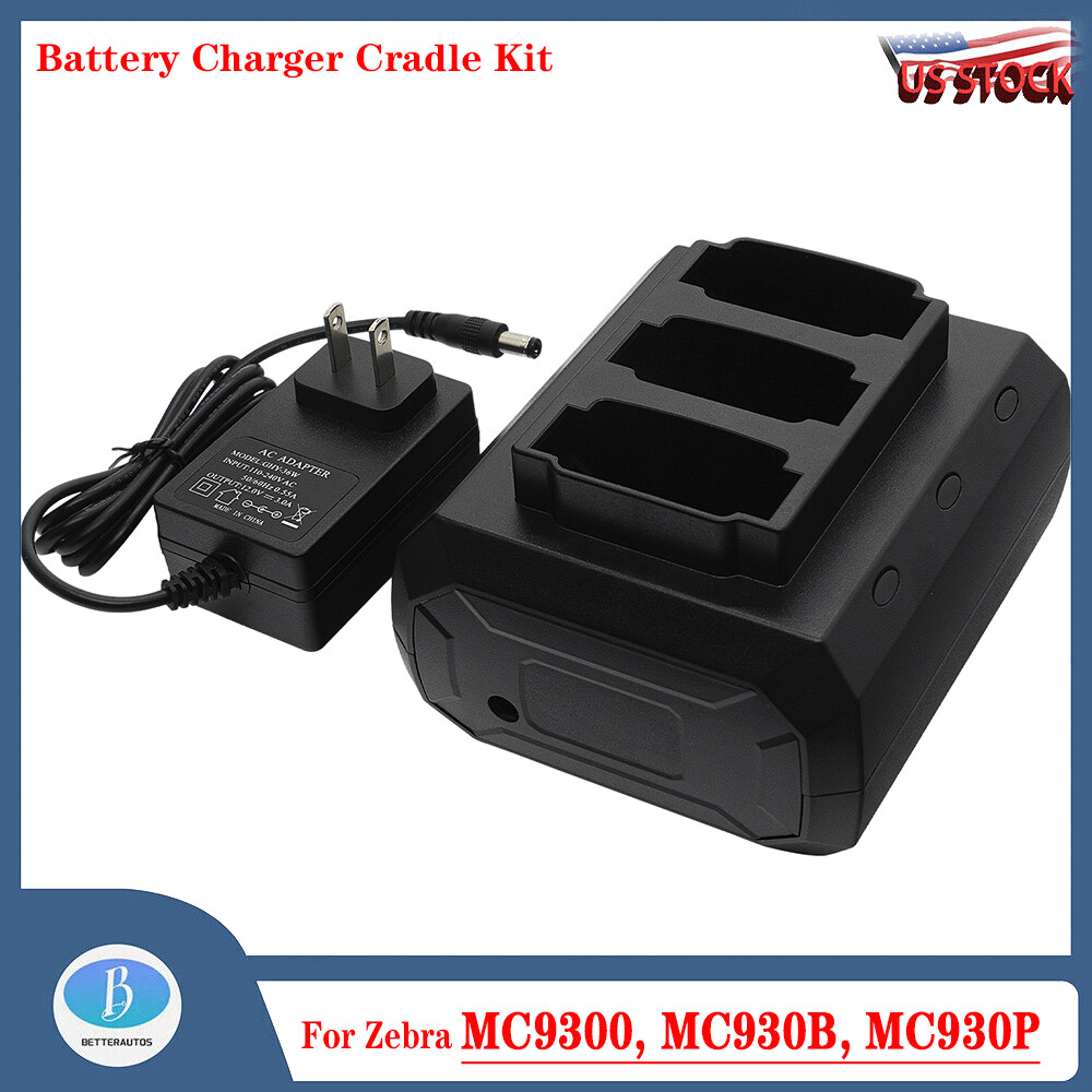 3-Slot Battery Charger Cradle Kit for Zebra MC9300, MC930B, MC930P Scanner