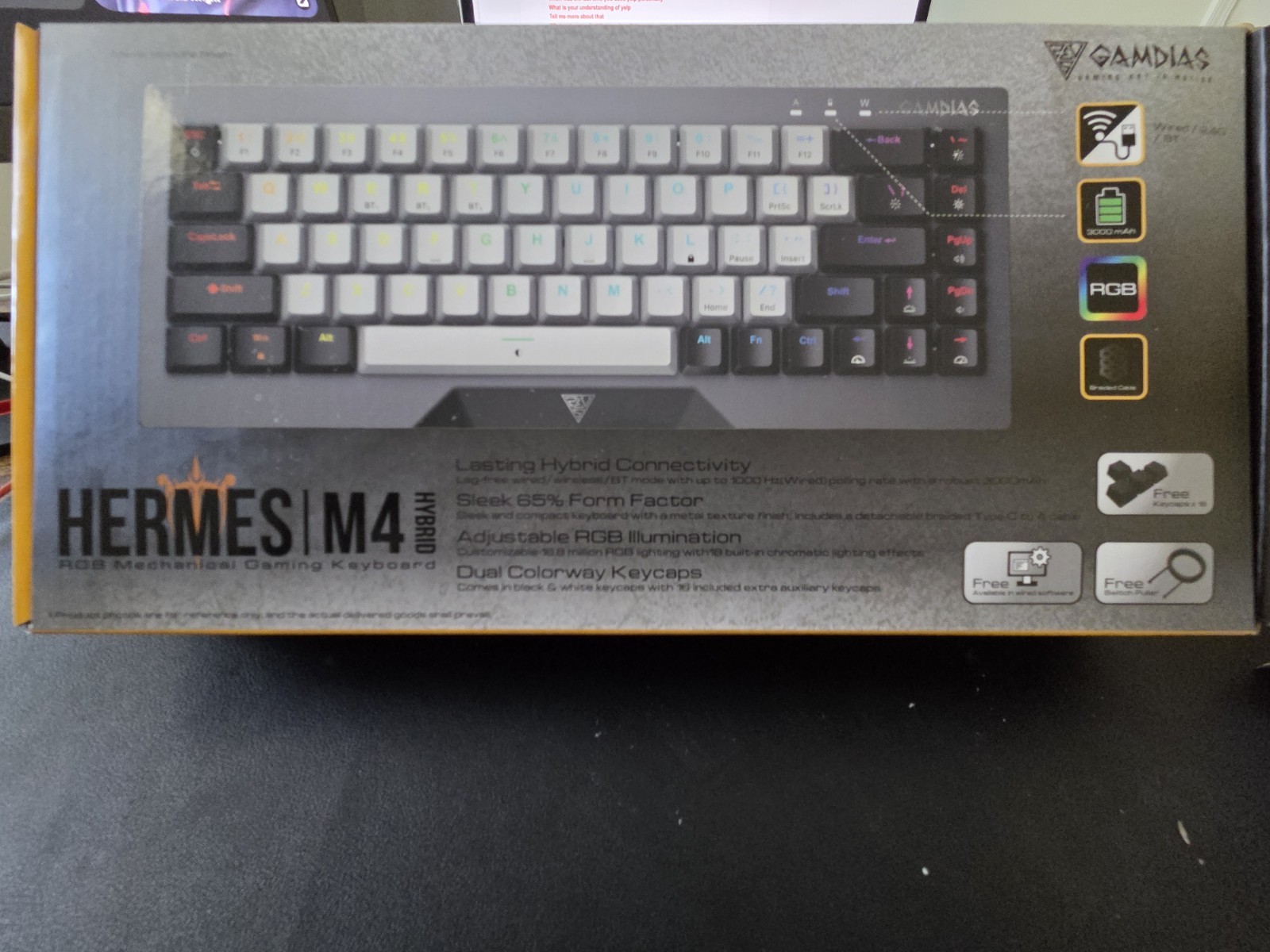 GAMDIAS Hermes M4 Hybrid Wireless Mechanical Gaming Keyboard – 65% – RGB – NEW