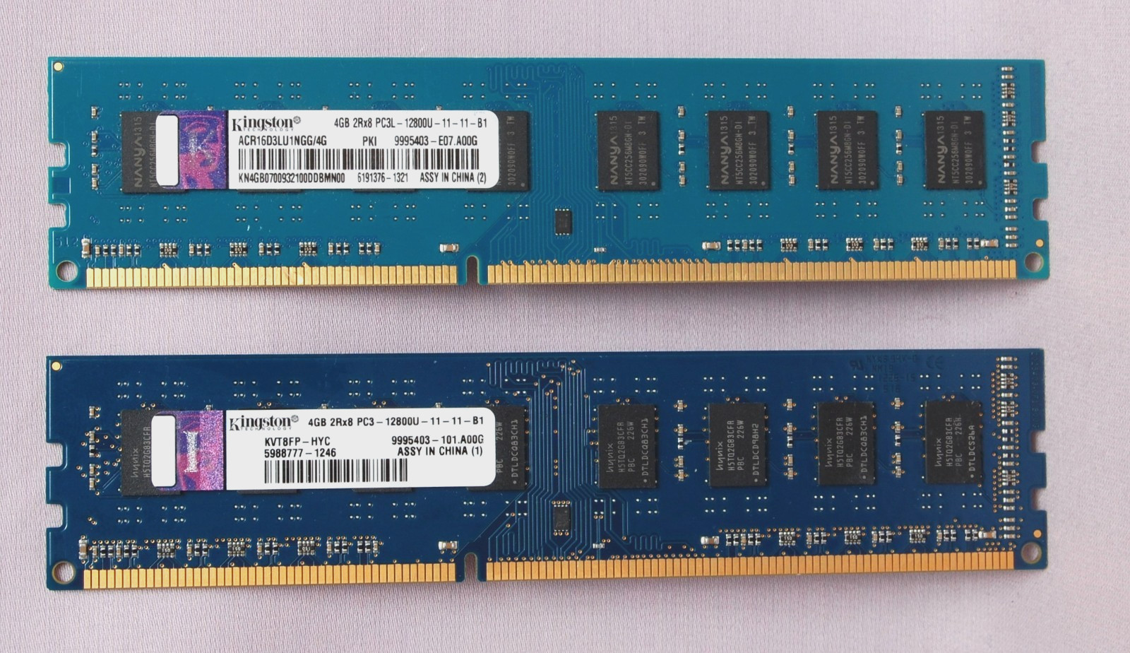 KINGSTON 8GB (2X4GB) 2RX8 PC3/PC3L 12800U 2 MODULES