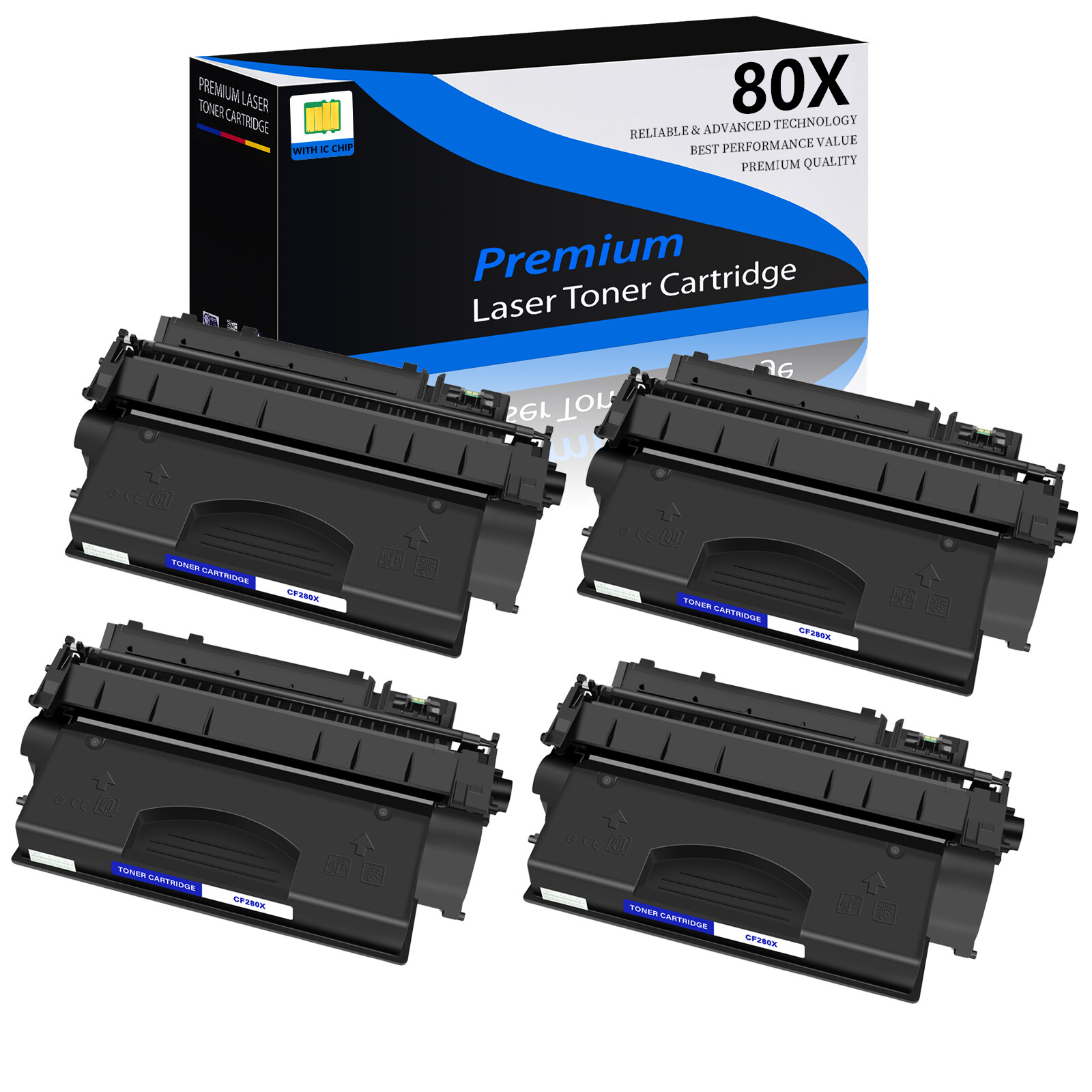 4 Pack CF280X 80X Toner Cartridge for HP Laserjet Pro 400 M401dn M425dn M425dw