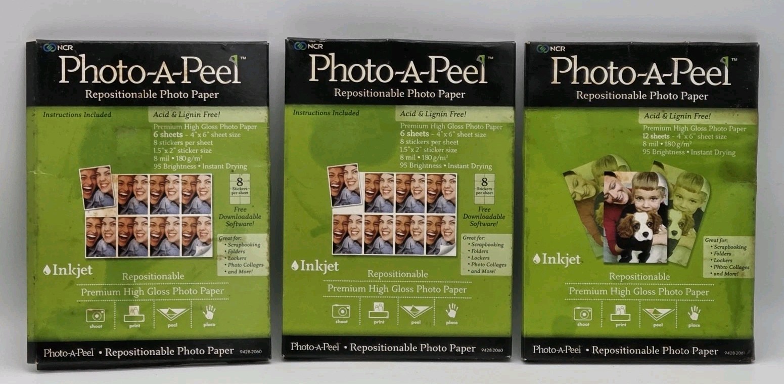 NCR Photo A Peel Repositionable High Gloss Photo Paper 4 x 6 Acid Free 8mil 3pk