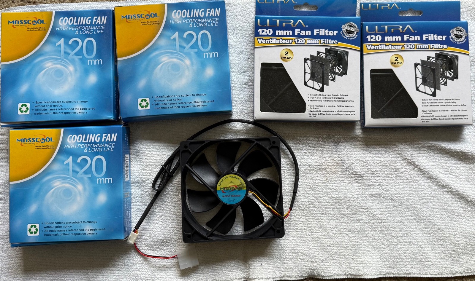 Mass Cool 120mm CPU Cooling fans with Ultra 120 mm Fan Filters (4 total ea)