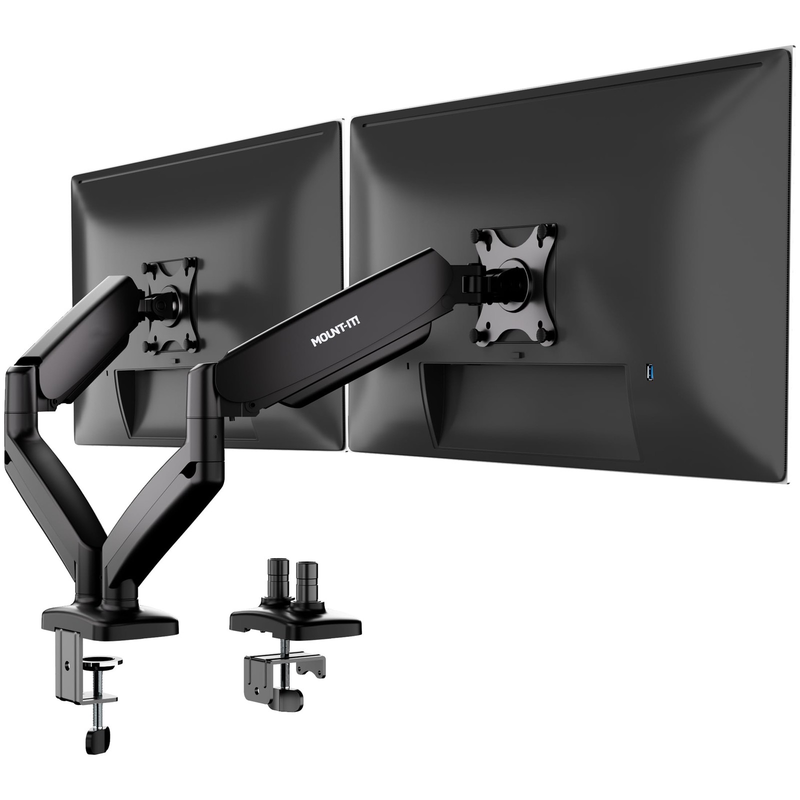 Mount-It Dual Monitor Desk Mount – Full Motion Gas Spring Arms, Fits 13 to 3...