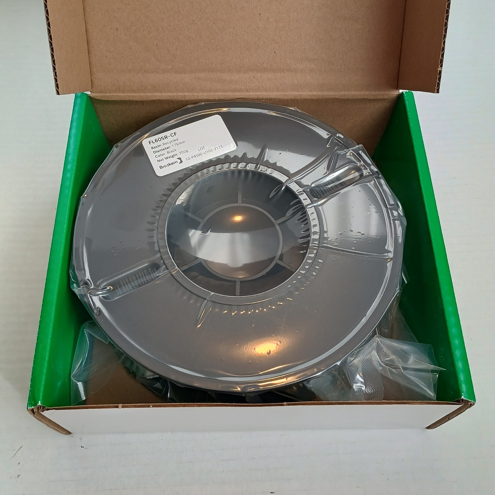 Braskem FL605R-CF 1.75mm 700g Black Carbon Fiber 3D Printer Filament Sealed