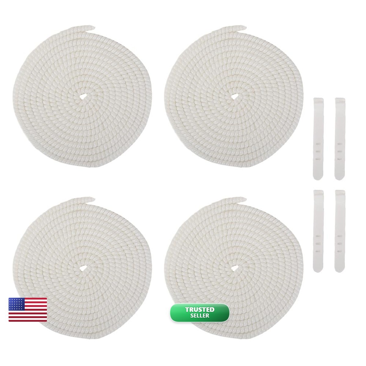 QLD COVER 4pcs 1.6M(5.25FT) Spiral Cable Protector Pearl White
