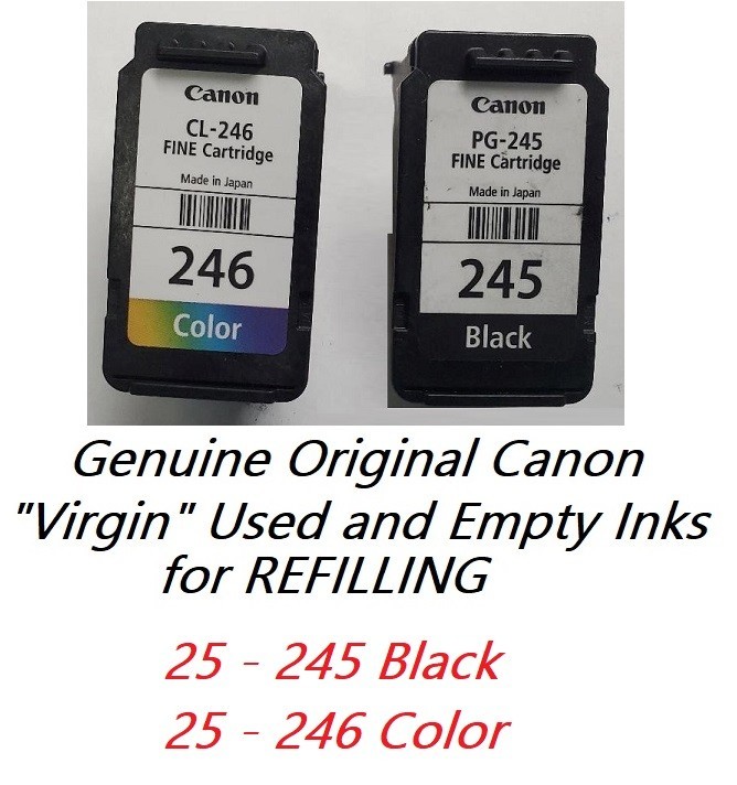 50 Virgin Genuine Empty Canon 245 & 246 Inkjet Cartridges EMPTIES FOR REFILLING