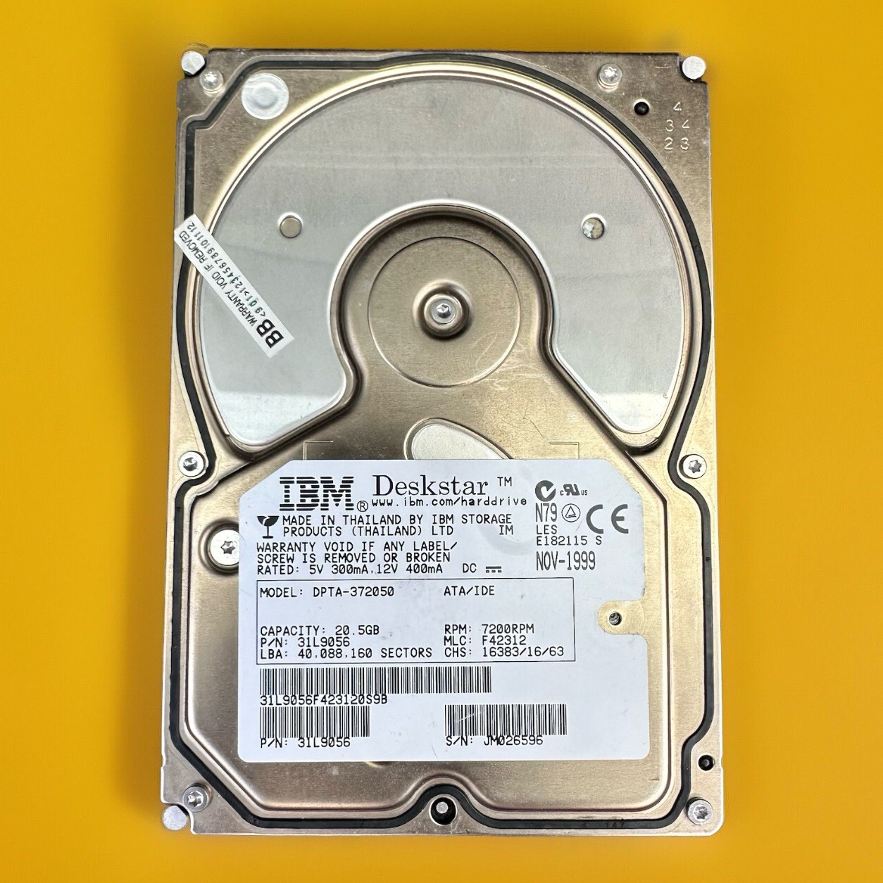 IBM Deskstar 20.5GB ATA IDE 3.5" Hard Drive 7200RPM DPTA-372050 31L9160 - Tested