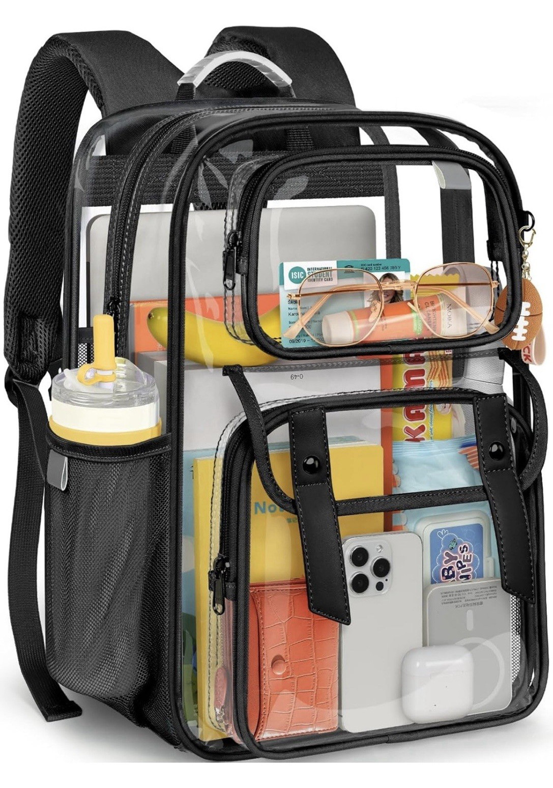 Clear PVC Water-Resistant Anti-Theft Backpack w/ Padded 16 in Laptop Sleeve